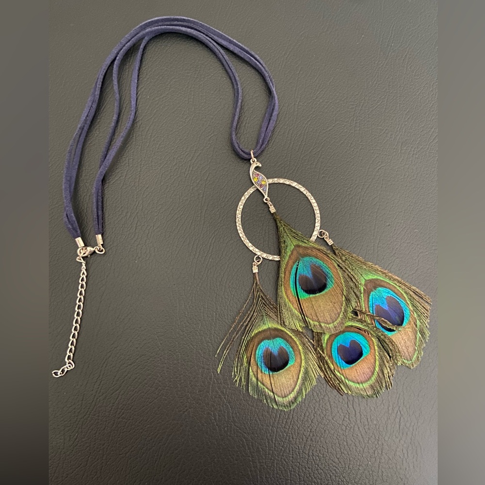 Peacock Feather Pendant Necklace